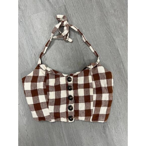 Reformation Women Connie Gingham Havana Halter Top PLAID SIZE 0 A000039 - Picture 4 of 11